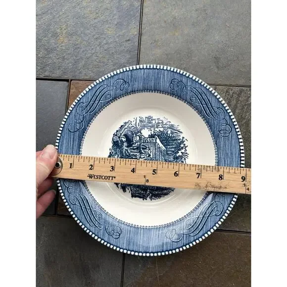 Vintage Currier and Ives 9” Round Serving Bowl Maple Sugaring Royal China - Picture 3 of 3